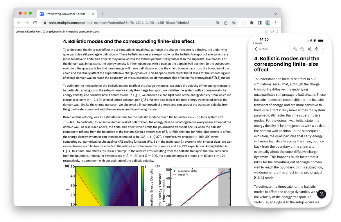 Web and mobile reading example