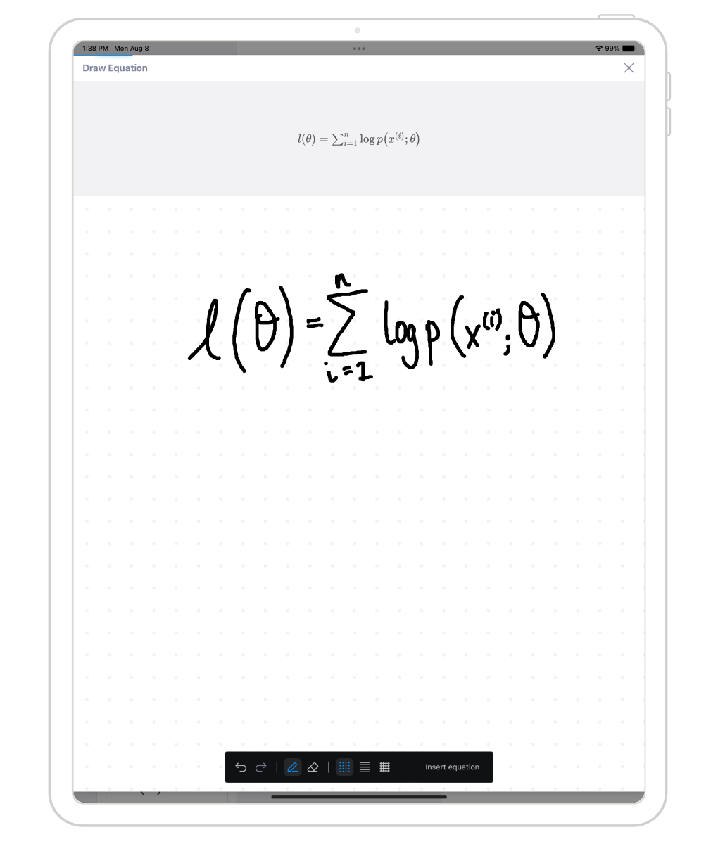 Digital ink for equation and diagram conversion