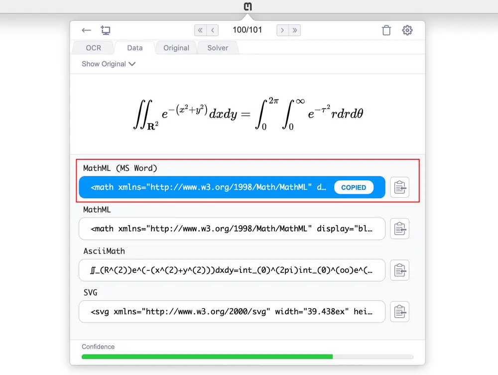 在数据选项卡上找到复制 MS Word 按钮