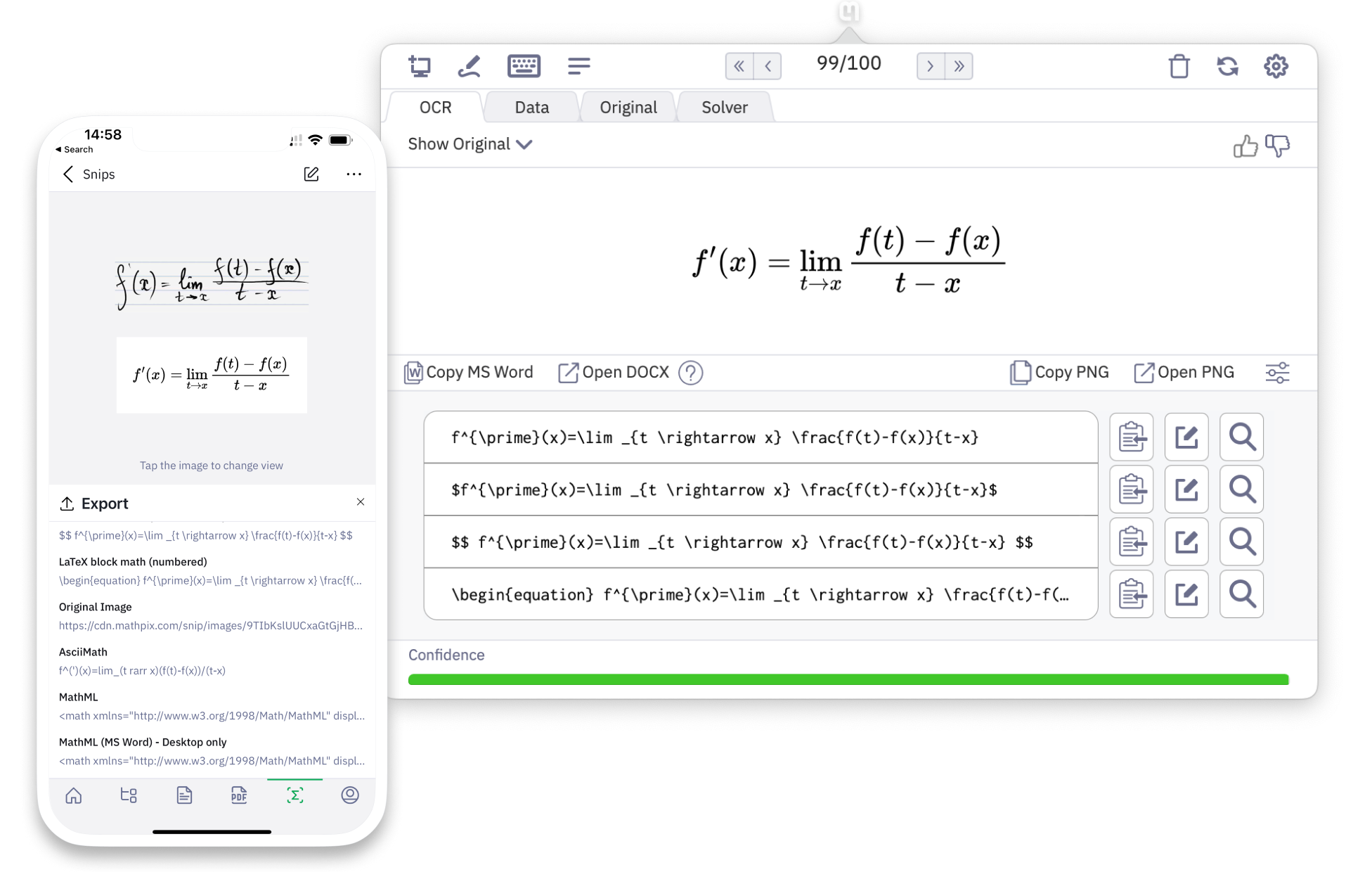 Snip an equation on your screen and convert it to LaTeX instantly.