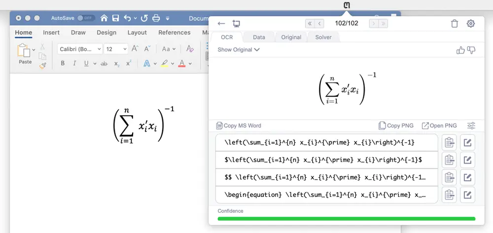 在 MS Word 中正常工作的求和示例